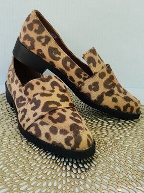 NWOT MULIERI CALF HAIR LEOPARD PRINT LOAFERS